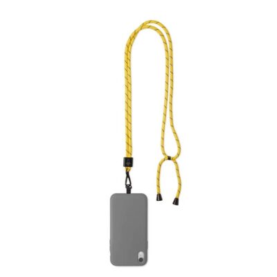 Crossbody 2-tone cord phone holder made of polyester.